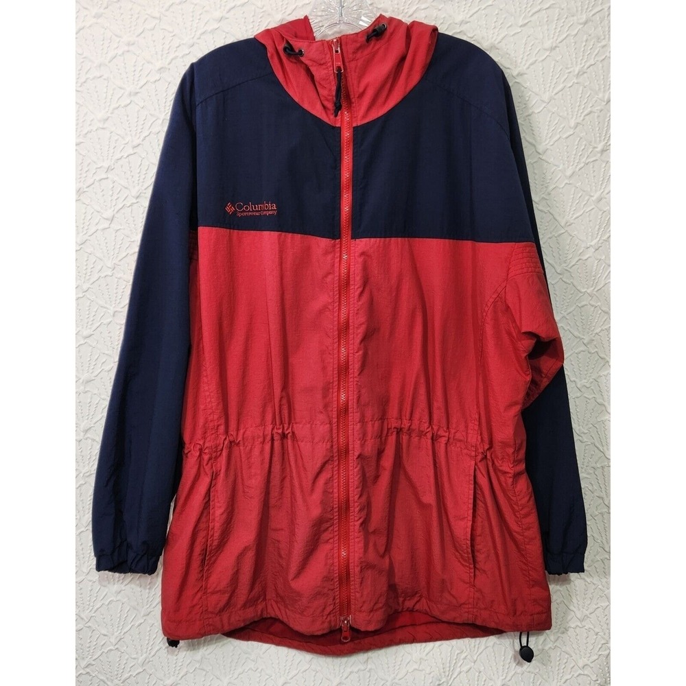 Columbia Sportswear Company Women's Large‎ Red & Blue Spring Coat Jacket Zip Up